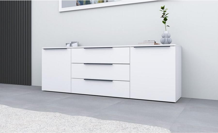 Borchardt Möbel Kast Tom Aluminium grepen in grafietgrijs mat in hoogte verstelbare legplanken