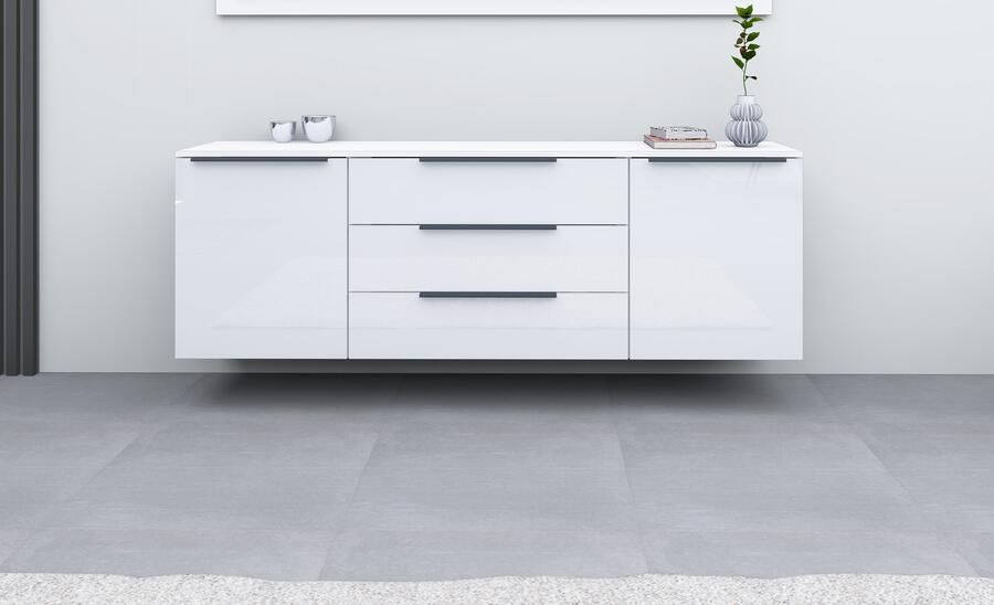 Borchardt Möbel Kast Tom Aluminium grepen in grafietgrijs mat in hoogte verstelbare legplanken