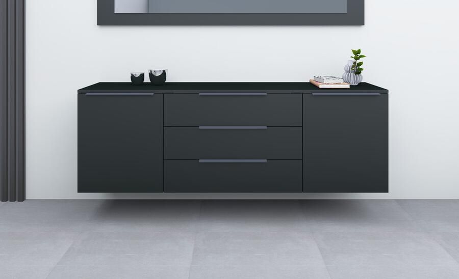 Borchardt Möbel Kast Tom Aluminium grepen in grafietgrijs mat in hoogte verstelbare legplanken