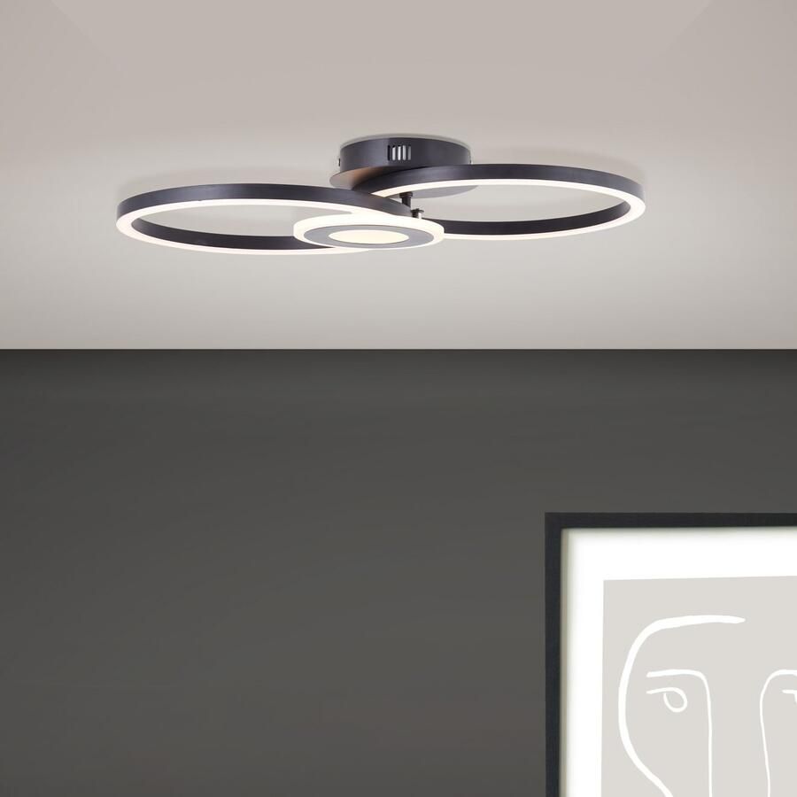 BreLight Led-plafondlamp Bray 30 x 52 cm 2900 lm 3000 k warmwit metaal zwart - Foto 2