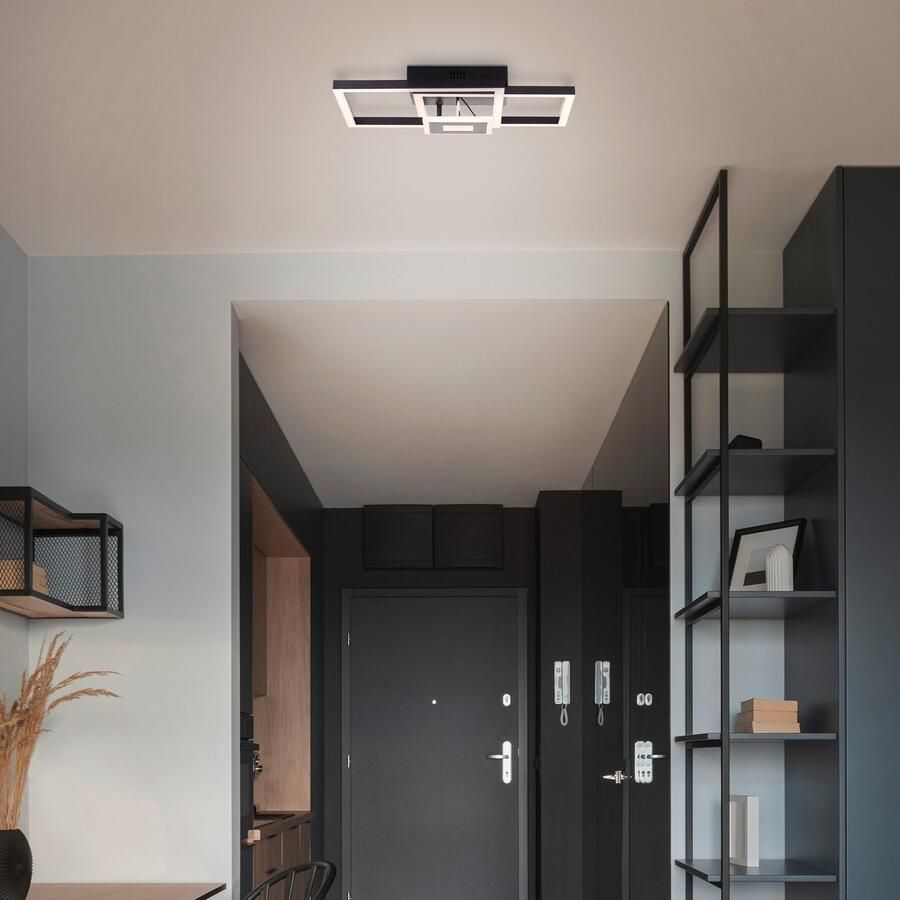 BreLight Led-plafondlamp Bray 40 x 40 cm 2900 lm 3000k warmwit draaibaar zwart - Foto 1