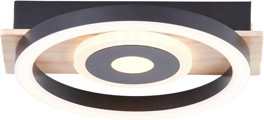 BreLight Led-plafondlamp Maureen met houten accent 22 x 20 cm 1100 lm 3000 k warmwit hout metaal - Foto 6