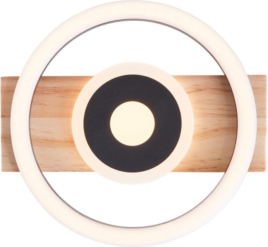 BreLight Led-plafondlamp Maureen met houten accent 22 x 20 cm 1100 lm 3000 k warmwit hout metaal - Foto 4