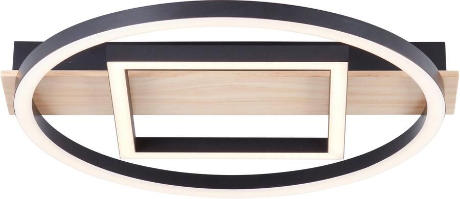 BreLight Led-plafondlamp Maureen met houten accent 37 x 37 cm 2500 lm 3000 k warmwit hout metaal - Foto 6