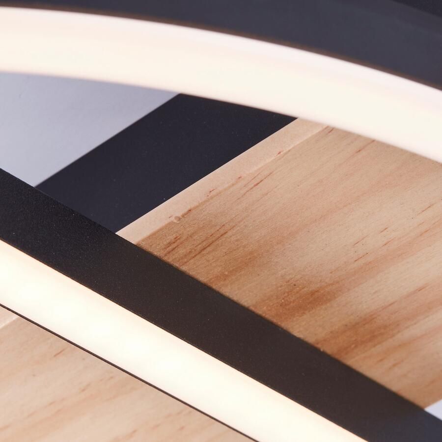 BreLight Led-plafondlamp Maureen met houten accent 37 x 37 cm 2500 lm 3000 k warmwit hout metaal - Foto 2