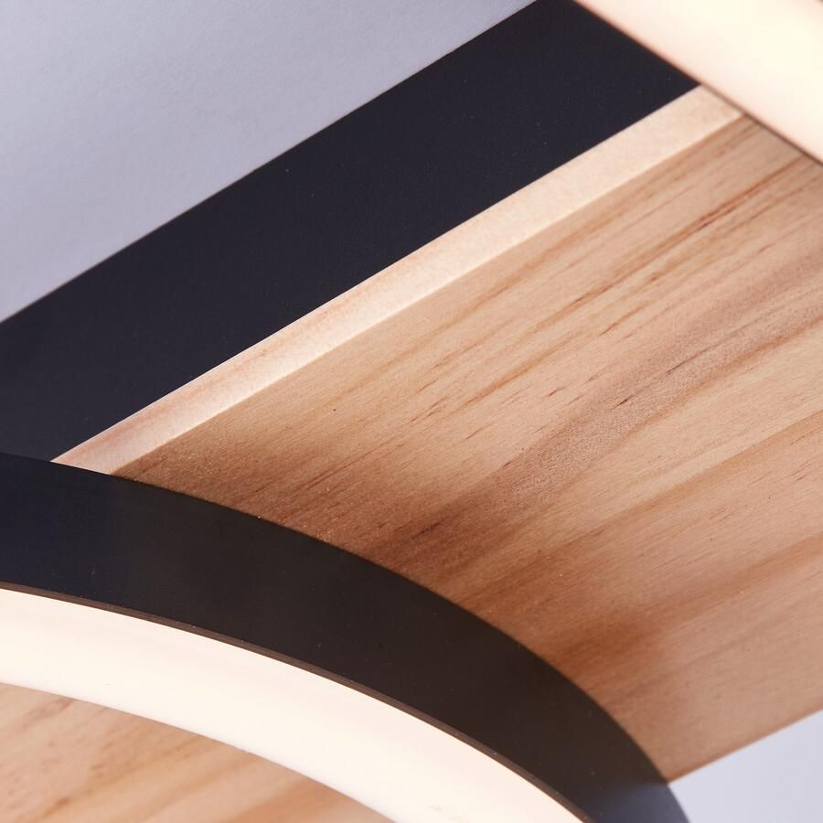 BreLight Led-plafondlamp Maureen met houten accent 40 x 42 cm 2700 lm 3000 k warmwit hout metaal - Foto 2