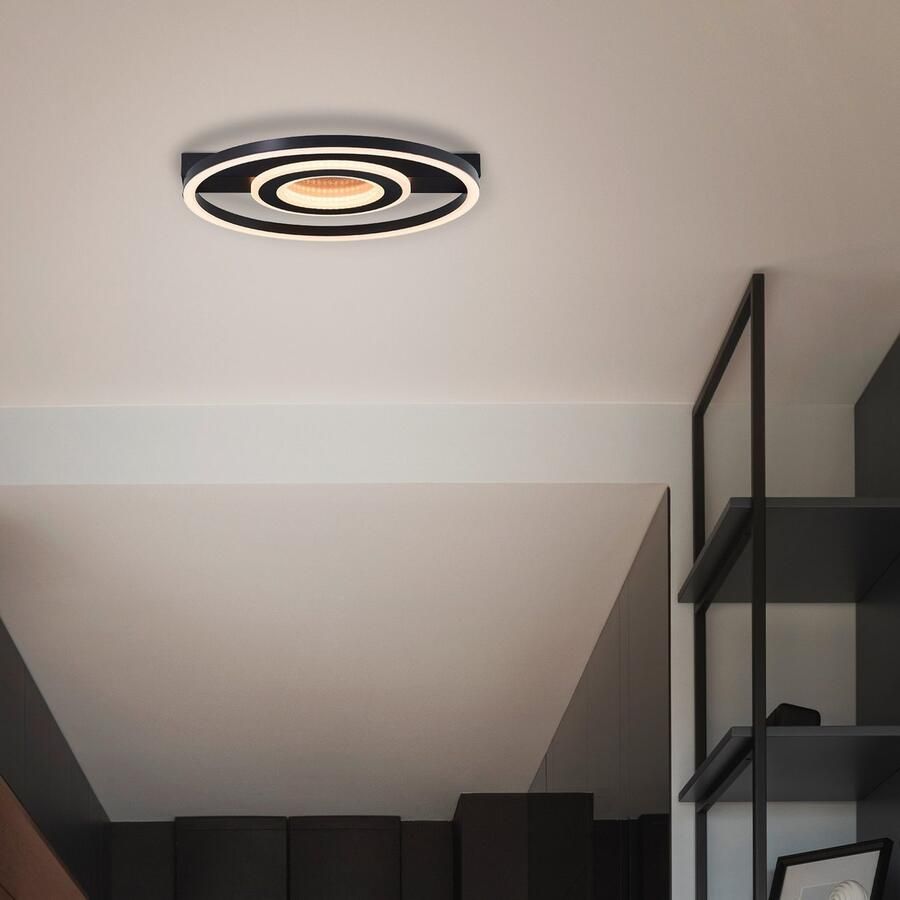 BreLight Led-plafondlamp Queens 37 x 37 cm 2400 lm 3000 k glinsterend effect zwart