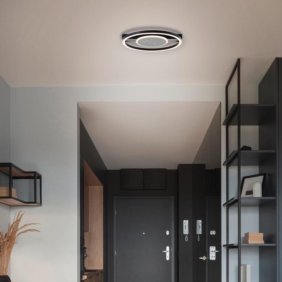 BreLight Led-plafondlamp RENO 37 x 37 cm 2400 lm 3000 k ster glans zwart - Foto 3