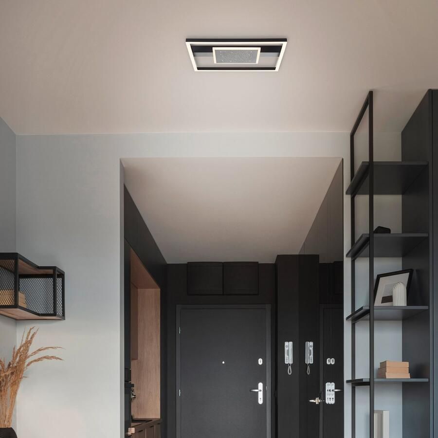 BreLight Led-plafondlamp RENO 37 x 37 cm 3500 lm 3000 k ster glans zwart - Foto 3