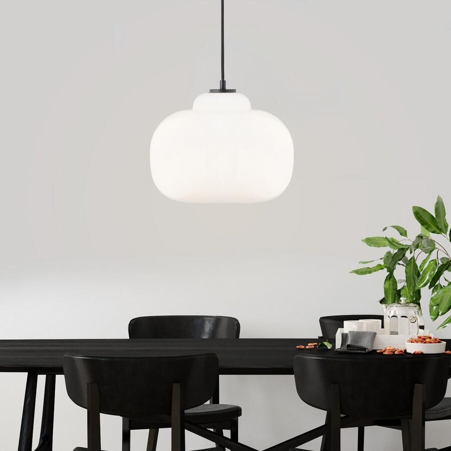Brilliant Leuchten Hanglamp Blop Hoogte 128 5 cm Ø 30 cm E27 inkortbaar glas metaal