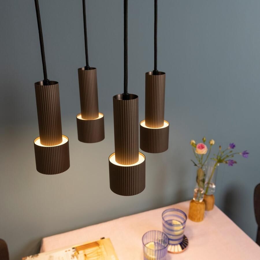 Brilliant Leuchten Hanglamp Cadiz 150 x 35 cm 4x gu10 fitting inkortbaar aluminium zwart bronzen kleur (1 stuk) - Foto 2