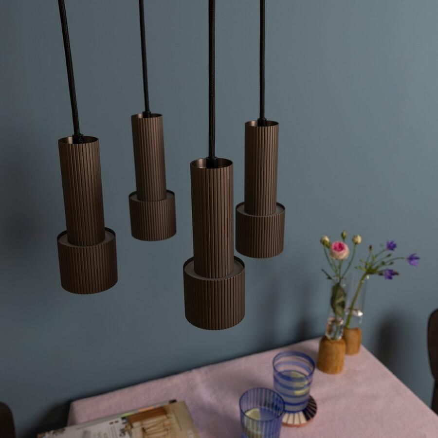 Brilliant Leuchten Hanglamp Cadiz 150 x 35 cm 4x gu10 fitting inkortbaar aluminium zwart bronzen kleur (1 stuk) - Foto 3