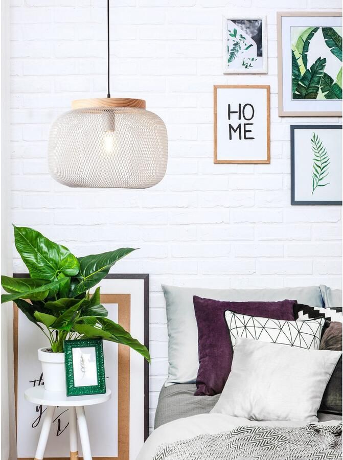 Brilliant Leuchten Hanglamp Giada Hanglamp 40 cm E27 inkortbaar metaal hout (1 stuk) - Foto 4