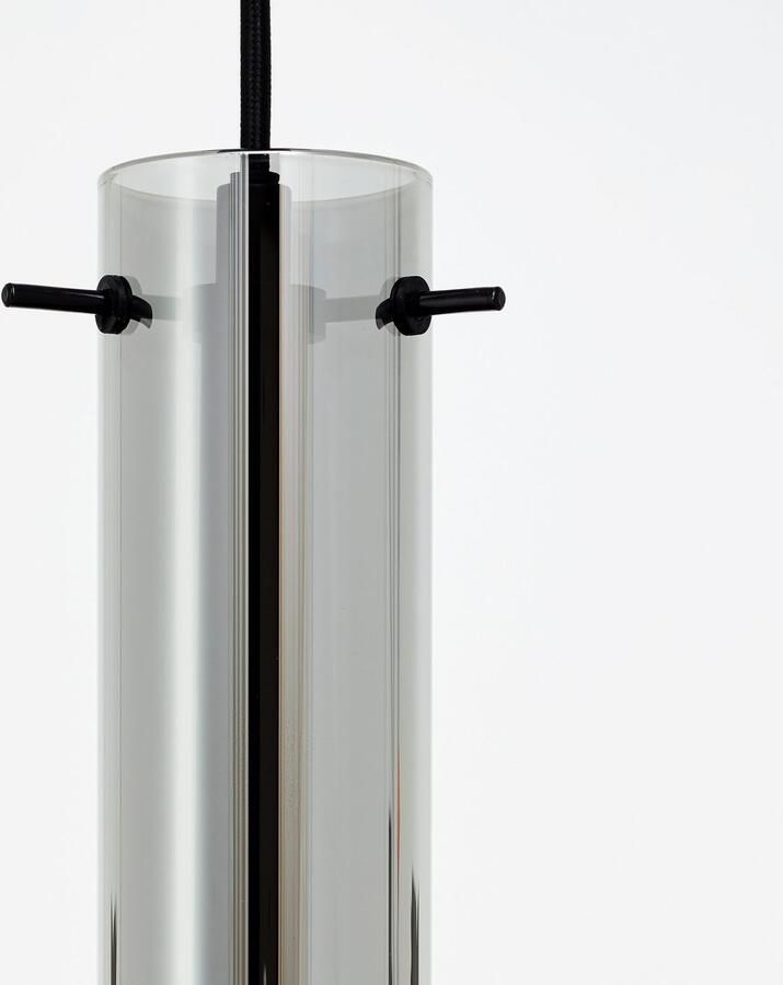 Brilliant Leuchten Hanglamp Glasini 199 x 15 cm e14 inkortbaar metaal rookglas mat zwart - Foto 2