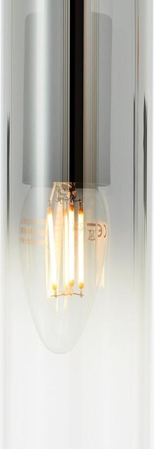 Brilliant Leuchten Hanglamp Glasini 199 x 15 cm e14 inkortbaar metaal rookglas mat zwart - Foto 3