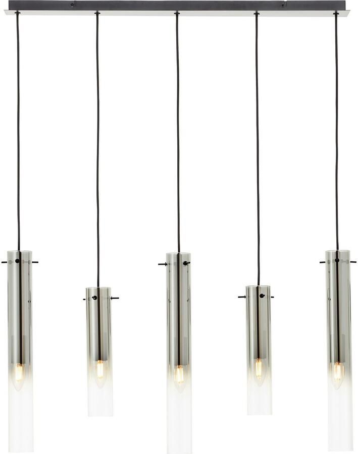 Brilliant Leuchten Hanglamp Glasini met rookglas 199 cm hoogte 95 cm breed 5 x e14 zwart (1 stuk)