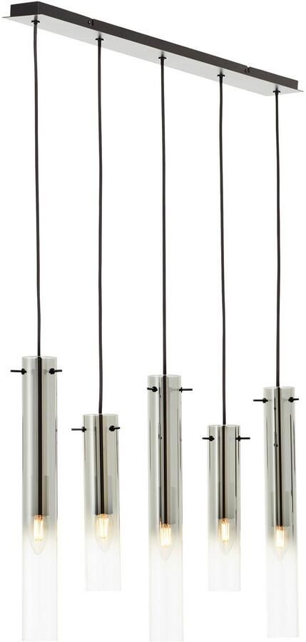 Brilliant Leuchten Hanglamp Glasini met rookglas 199 cm hoogte 95 cm breed 5 x e14 zwart (1 stuk) - Foto 4