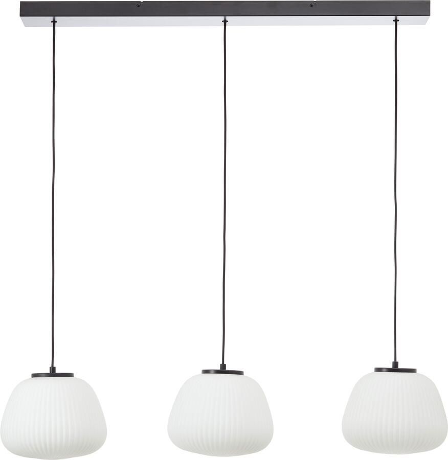 Brilliant Leuchten Hanglamp Kaizen 176 x 105 x 25 cm 3 x e27 inkortbaar geribbeld glas wit zwart - Foto 3