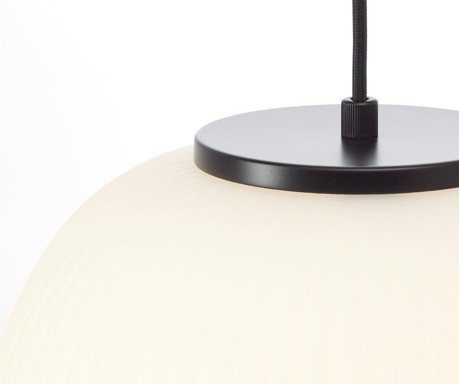 Brilliant Leuchten Hanglamp Kaizen 184 x 35 cm e27 inkortbaar geribbeld glas metaal wit zwart - Foto 2