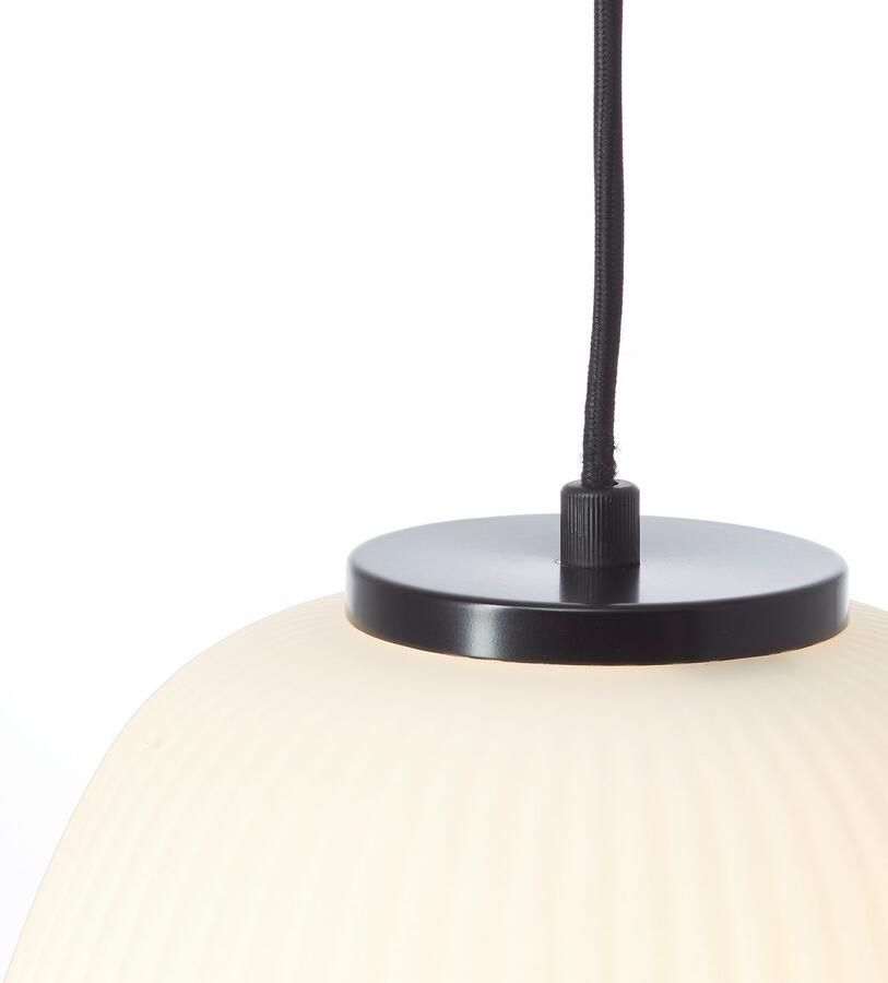 Brilliant Leuchten Hanglamp Kaizen 176 x 25 cm e27 inkortbaar geribbeld glas metaal wit zwart
