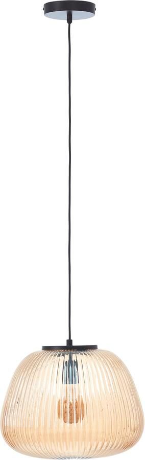 Brilliant Leuchten Hanglamp Kaizen Gegolfd glas D 35 cm E27 inkortbaar amber-barnsteenkleuren - Foto 4