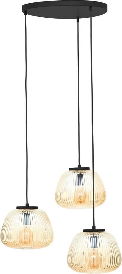 Brilliant Leuchten Hanglamp Kaizen Gegolfd glas D 40 cm E27 inkortbaar amber-barnsteenkleuren - Foto 5