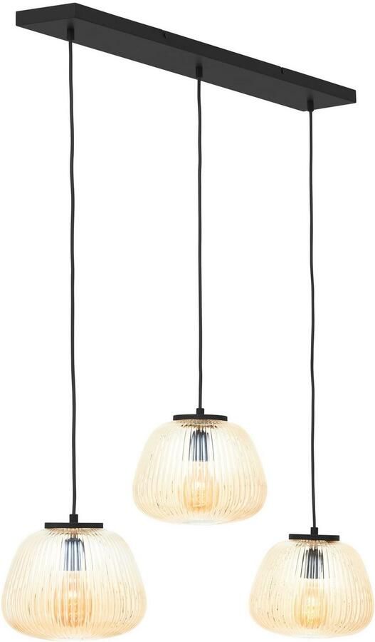 Brilliant Leuchten Hanglamp Kaizen Geribbeld glas 176 x 105 cm E27 inkortbaar amber-bernstein kleur (1 stuk) - Foto 4