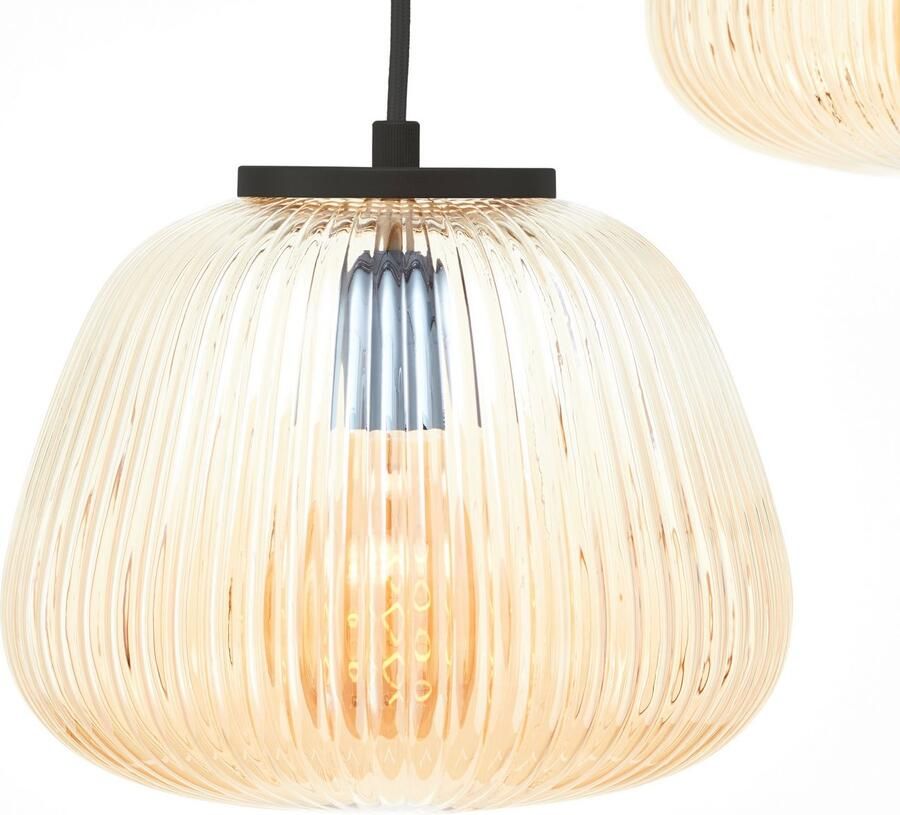 Brilliant Leuchten Hanglamp Kaizen Geribbeld glas 176 x 105 cm E27 inkortbaar amber-bernstein kleur (1 stuk) - Foto 3