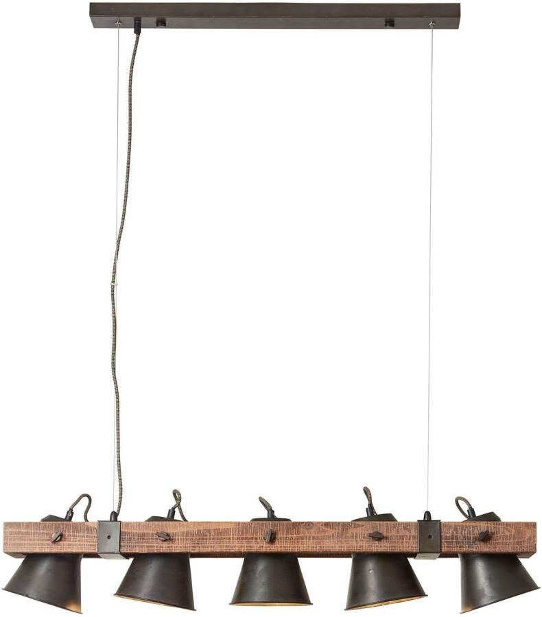 Brilliant Leuchten Hanglamp PLOW Hanglamp 5-lichts zwenkbaar staal hout (1 stuk) - Foto 2