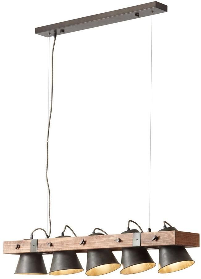 Brilliant Leuchten Hanglamp PLOW Hanglamp 5-lichts zwenkbaar staal hout (1 stuk) - Foto 3