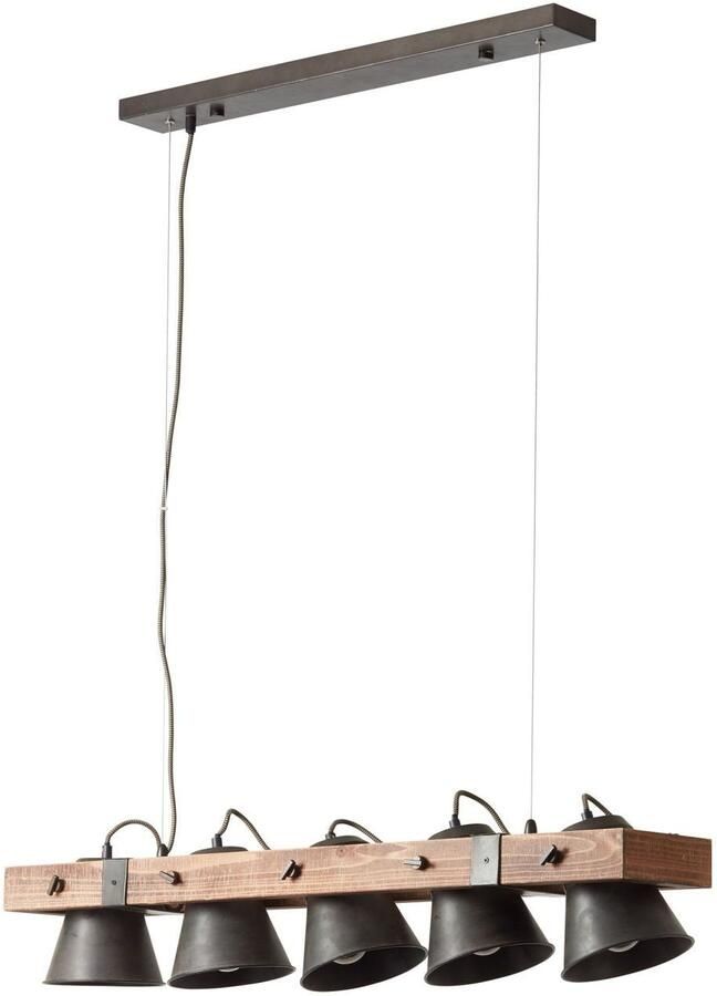 Brilliant Leuchten Hanglamp PLOW Hanglamp 5-lichts zwenkbaar staal hout (1 stuk) - Foto 4