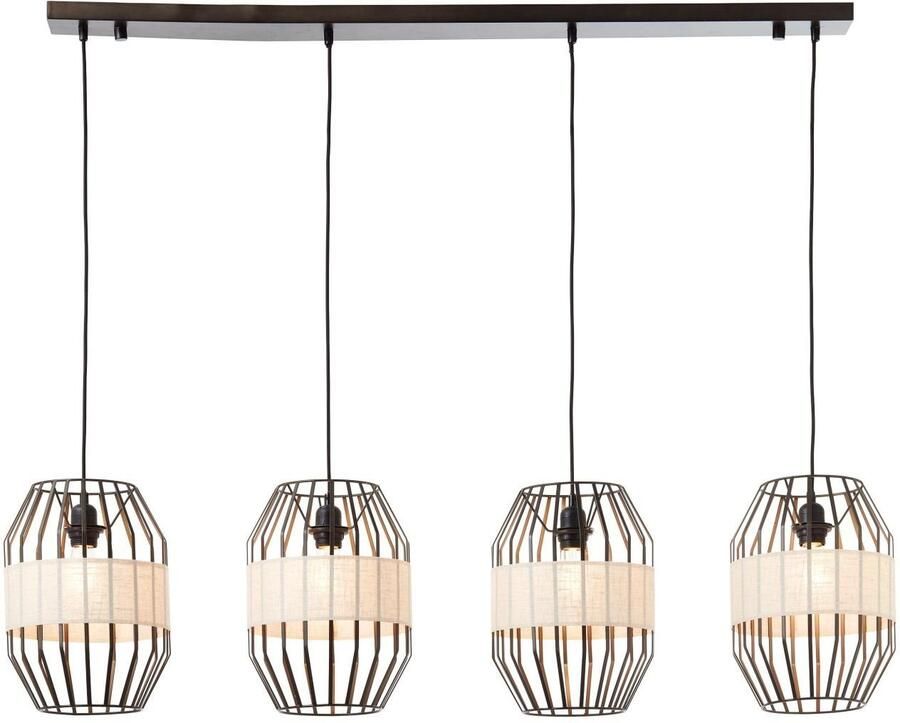 Brilliant Leuchten Hanglamp Slope 4 fittingen zwart naturel (1 stuk) - Foto 2