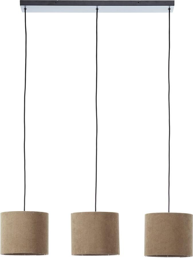 Brilliant Leuchten Hanglamp TONY met cord-lampenscherm 150 x 94 x 23 cm 3x e27 inkortbaar textiel grijs - Foto 6