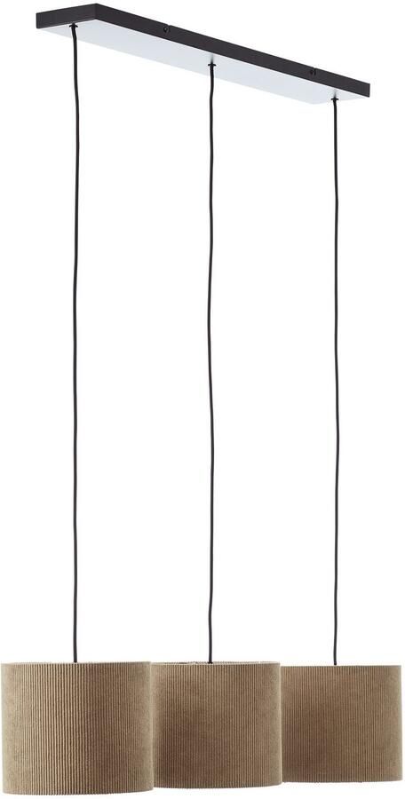 Brilliant Leuchten Hanglamp TONY met cord-lampenscherm 150 x 94 x 23 cm 3x e27 inkortbaar textiel grijs - Foto 4