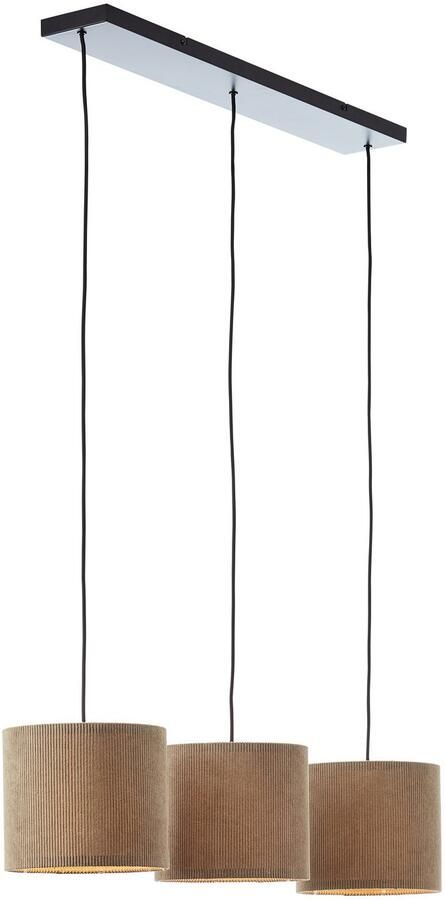 Brilliant Leuchten Hanglamp TONY met cord-lampenscherm 150 x 94 x 23 cm 3x e27 inkortbaar textiel grijs - Foto 5