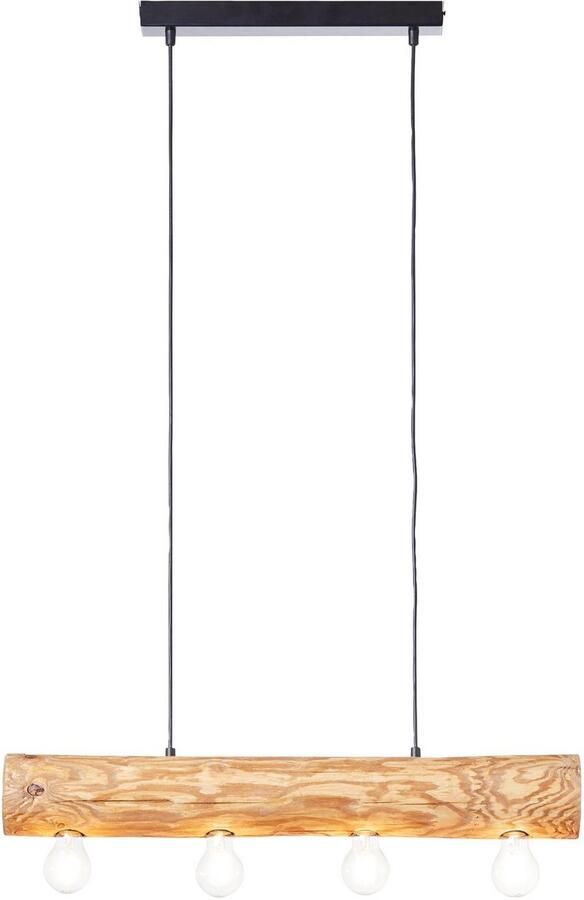 Brilliant Leuchten Hanglamp TRABO 105 cm hoogte 70 cm breedte 4 x e27 in te korten hout metaal grenen gebeitst (1 stuk) - Foto 3