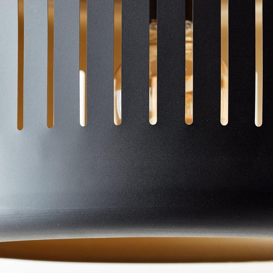 Brilliant Leuchten Hanglamp Tyas 120 x 38 cm 1 x e27 in te korten metaal zwart goudkleurig - Foto 3