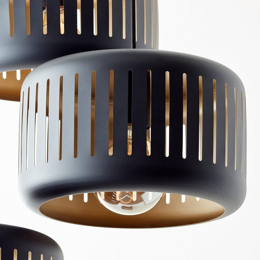 Brilliant Leuchten Hanglamp Tyas 120 x 52 cm 3 x e27 inkortbaar metaal zwart goudkleurig (1 stuk) - Foto 3