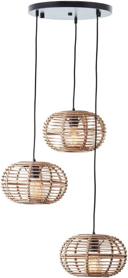 Brilliant Leuchten Hanglamp Woodball 3-vlamige bamboe hanglamp 3 x e27 max. 40 w 142 cm d 57 cm (1 stuk) - Foto 2