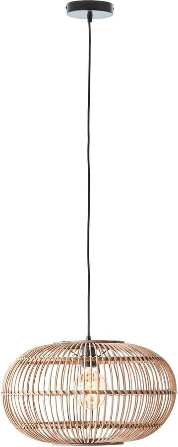 Brilliant Leuchten Hanglamp Woodball in hoogte verstelbare boho hanglamp met bamboe kap dimbaar d 45 cm - Foto 4