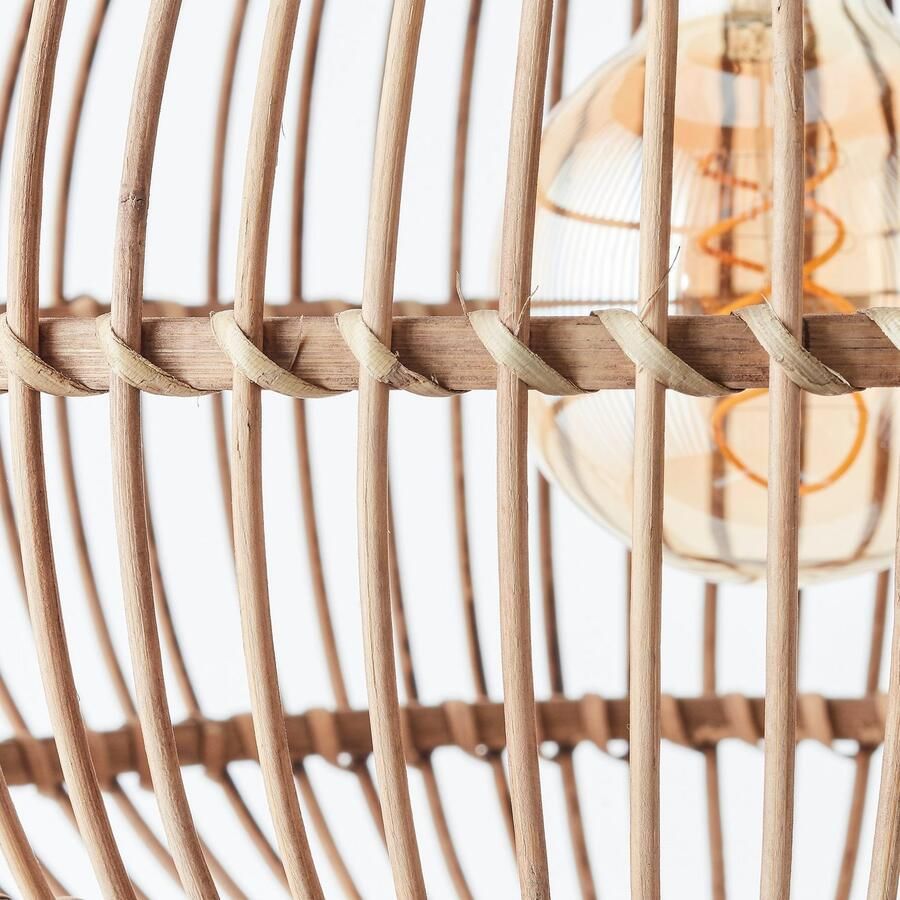 Brilliant Leuchten Hanglamp Woodball in hoogte verstelbare boho hanglamp met bamboe kap dimbaar d 45 cm - Foto 2