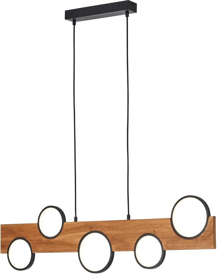 Brilliant Leuchten Led-hanglamp Cheesy 150 x 100 cm 4100 lm 3000 k hout metaal natuur zwart (1 stuk) - Foto 4