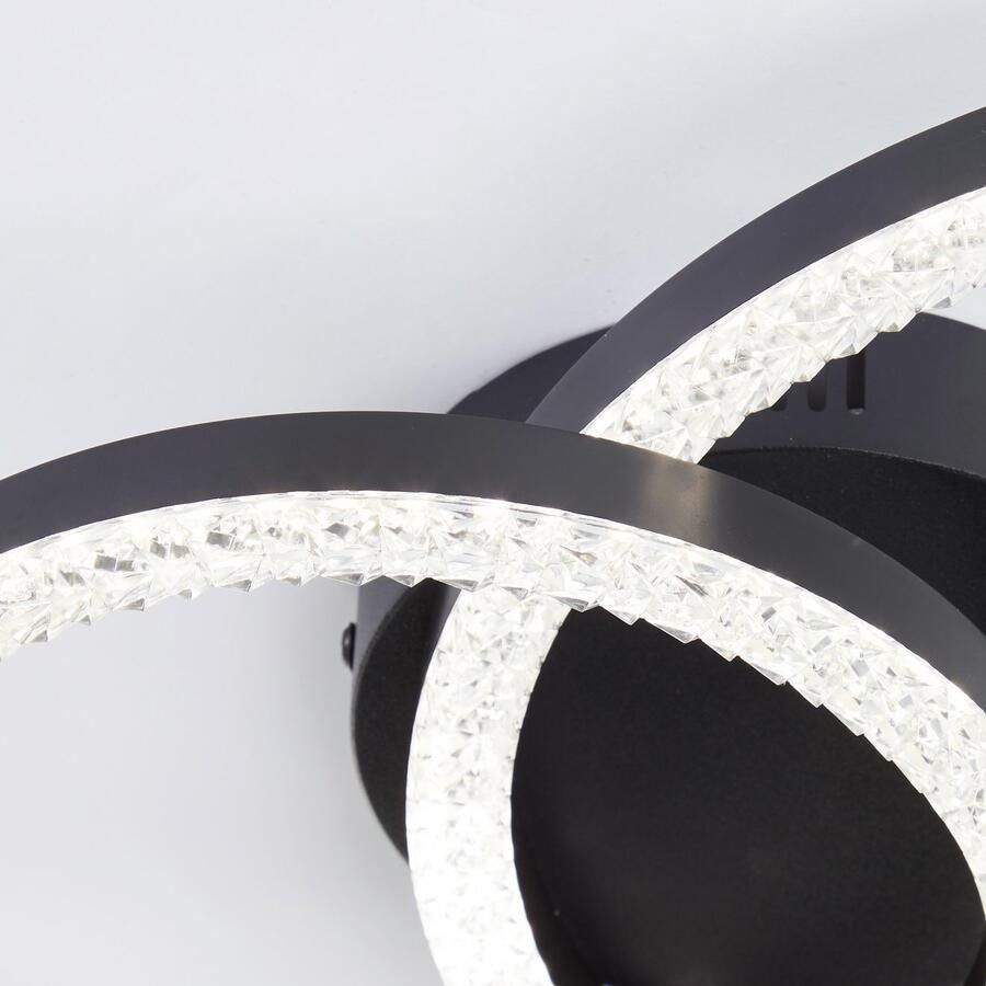 Brilliant Leuchten Led-plafondlamp AURELIA 40 x 30 cm 2500 lm 4000 k draaibaar kristaloptiek zwart