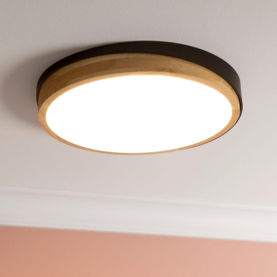 Brilliant Leuchten Led-plafondlamp Baarlo Ø 35 cm 2400 lm 3000 K 3-standen dimbaar hout metaal (1 stuk) - Foto 2