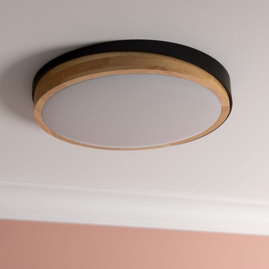 Brilliant Leuchten Led-plafondlamp Baarlo Ø 35 cm 2400 lm 3000 K 3-standen dimbaar hout metaal (1 stuk) - Foto 3