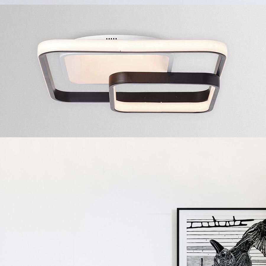 Brilliant Leuchten Led-plafondlamp Cava 40x40 cm dimbaar cct 5000 lm afstandsbediening metaal wit zwart (1 stuk) - Foto 3