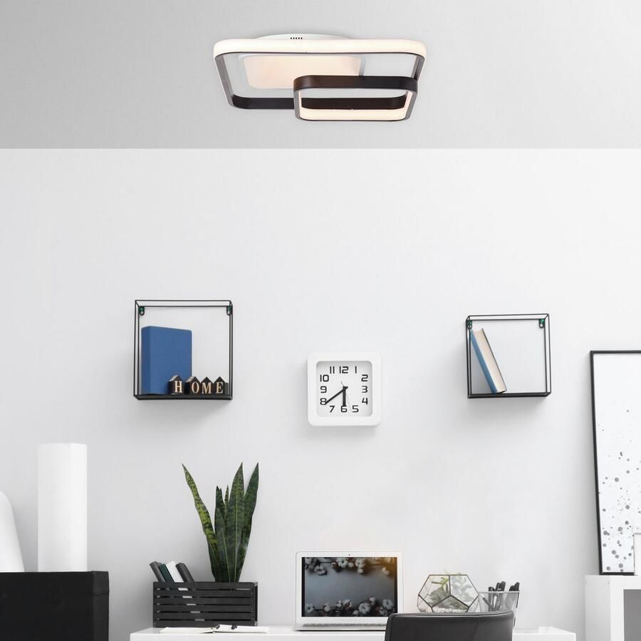 Brilliant Leuchten Led-plafondlamp Cava 40x40 cm dimbaar cct 5000 lm afstandsbediening metaal wit zwart (1 stuk) - Foto 4