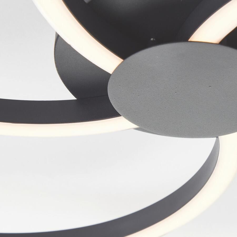 Brilliant Leuchten Led-plafondlamp Fico Ø 57 cm 3300 lm 3000 K 3-standen dimbaar aluminium zwart