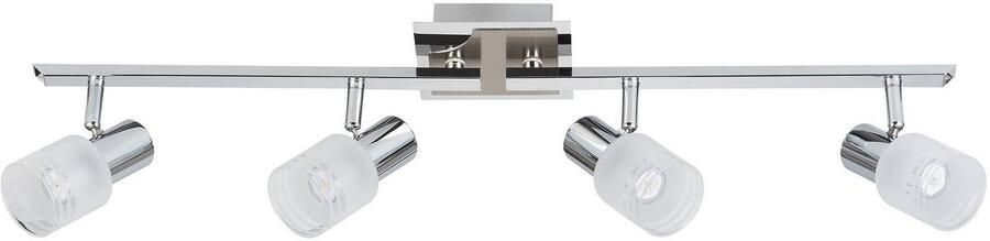 Brilliant Leuchten LED plafondspot Lea Ledspotrail 4 fittingen ijzer chroom wit E14 max. 4W draaibaar zilverkleur