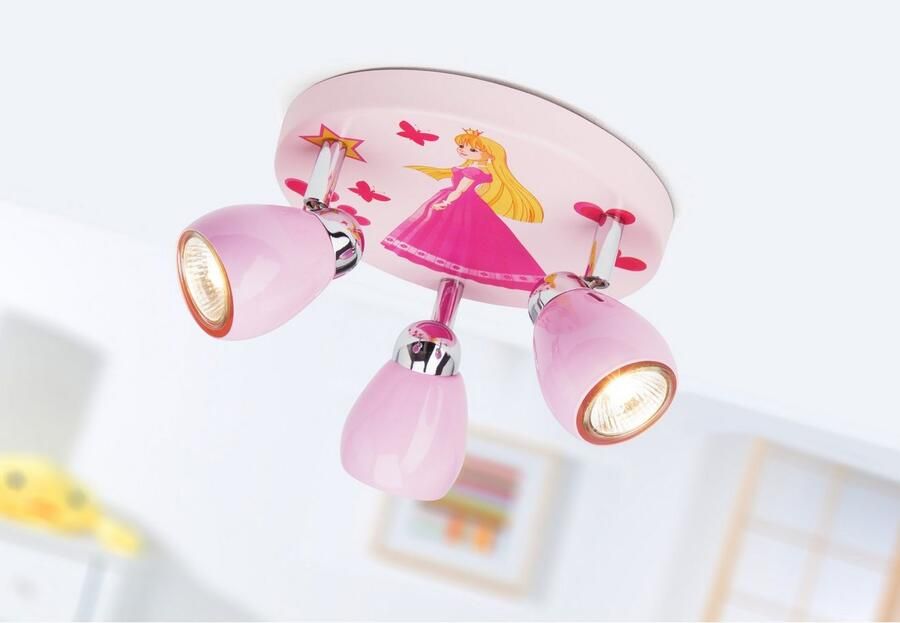 Brilliant Leuchten LED plafondspot Princess Spotjesplaat roze 3 x GU10 max. 3W 11 cm hoogte draaibaar metaal